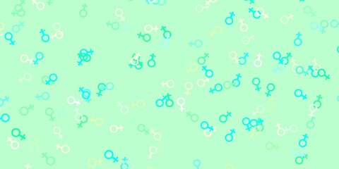 Light Blue, Green vector template with businesswoman signs.