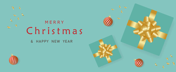 Fototapeta na wymiar  Christmas banner. Happy new year poster, greeting cards,