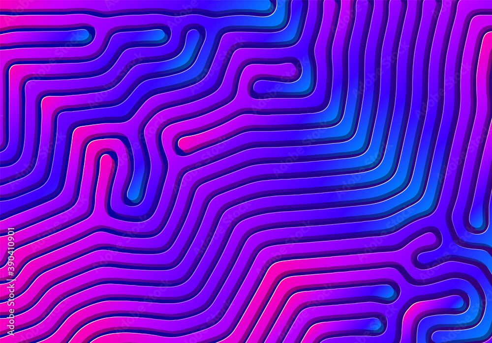 Poster Abstract background with optical illusion generative pattern and vibrant fluid psychedelic colors