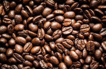 Fototapeta premium Roasted Coffee Beans background texture. 