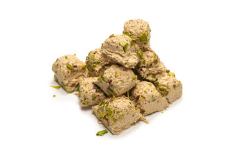 Halva with pistachios isolated.