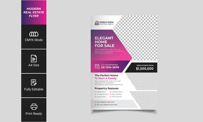 Classy Elegant Modern Real Estate Property Interior Design Flyer Template