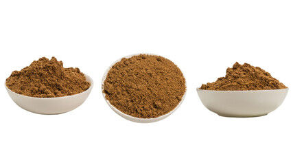 Mix spices in a bowl isolated on white.
