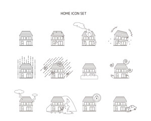 Vector illustration of a house / house. earthquake. Disaster. Insurance