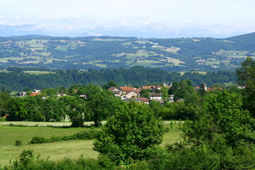 Obraz premium Le village de Chanay dans l'Ain en région Rhône-Alpes e France
