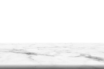 Empty top of white marble stone table on white background. can be used for product display