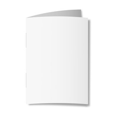 Blank book cover mockup on white background.