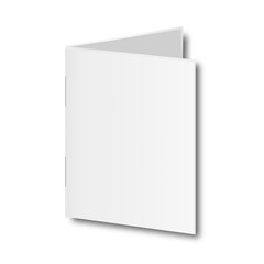 Blank book cover mockup on white background.