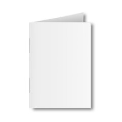 Blank book cover mockup on white background.