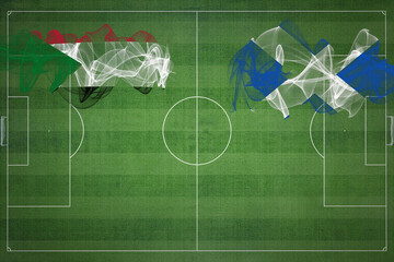Sudan vs Scotland Soccer Match, national colors, national flags, soccer field, football game, Copy...