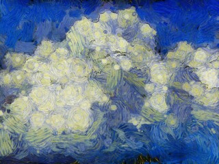 Sky clouds Illustrations creates an impressionist style of painting.