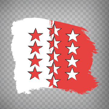 Flag Canton of Valais brush strokes. Flag of  Valais on transparent background for your web site design, app, UI. Switzerland. EPS10.