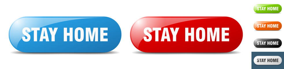 stay home button. key. sign. push button set