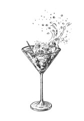 Martini cocktail with splash