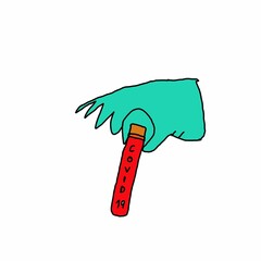 hand holding a hammer( covid19)