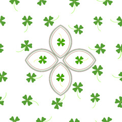 Clover lucky leaf lucky charm repeat pattern and seamless vector