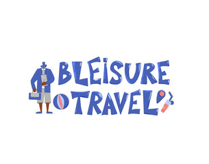 Bleisure travel vector text. Work life balance.