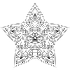 Circular pattern in the form of a mandala. Henna tatoo mandala. Mehndi style. Decorative pattern in oriental style. Coloring book page.