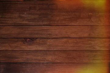 Vintage brown wood background texture with knots and nail holes. Old painted wood wall. Brown abstract background. Vintage wooden dark horizontal boards. Front view with copy space