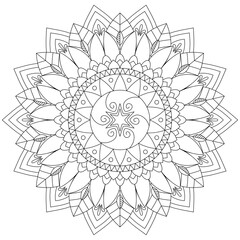 Circular pattern in the form of a mandala. Henna tatoo mandala. Mehndi style. Decorative pattern in oriental style. Coloring book page.