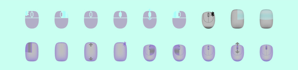 set of computer mouse cartoon icon design template with various models. vector illustration isolated on blue background