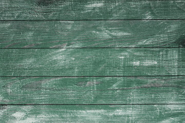 Vintage green wood background texture with knots and nail holes. Old painted wood wall. Brown abstract background. Vintage green wooden dark horizontal boards. Front view with copy space - Powered by Adobe