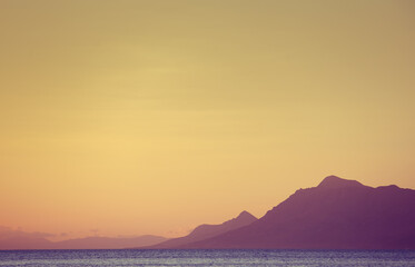 Travel destination for tourism.Beautiful landscape of Croatia.Sunset on Adriatic Sea coast in...