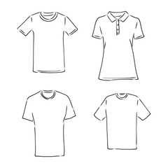 Vector Illustrations of Women's Fashion Garments. t shirt vector sketch illustration