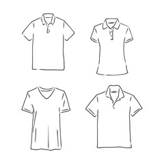 Vector Illustrations of Women's Fashion Garments. t shirt vector sketch illustration