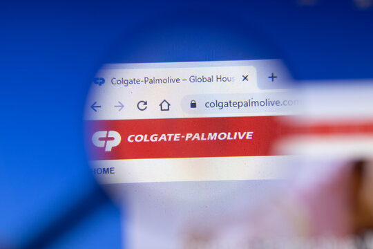 Saint-Petersburg, Russia - 18 February 2020: Colgate-Palmolive Company company website page logo on laptop display. Screen with icon, Illustrative Editorial