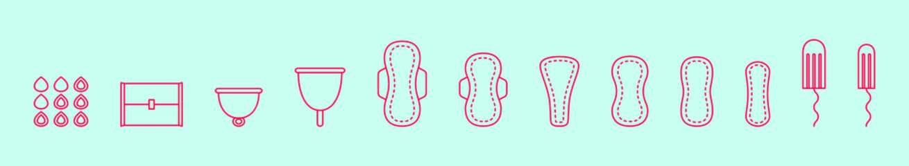 set of tampon. cartoon design template with various models. vector illustration isolated on blue background