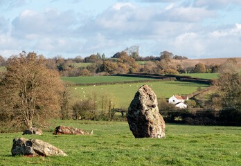 Neolithic stone circle at Stanton Drew, near Bristol in Somerset UK. These stones are part of the Great Circle at this complex of several groups of stones. 