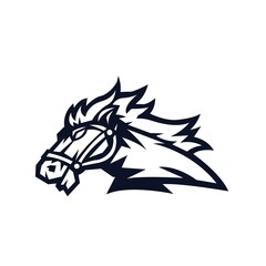 horse mascot logo outline version. horses logo in sport style, mascot logo illustration design vector
