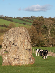 Neolithic stone circle at Stanton Drew, near Bristol in Somerset UK. These stones are part of the...