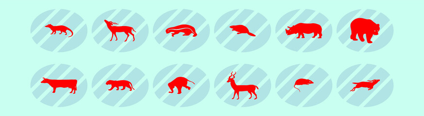 set of wild animals icon. cartoon design template with various models. vector illustration isolated on blue background