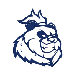 panda mascot logo outline version. panda logo in sport style, mascot logo illustration design vector