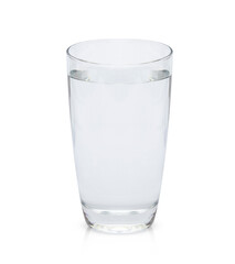 Drinking water in a glass isolated on the white background. clipping path.