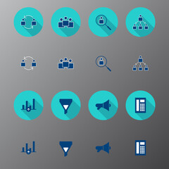 Set of flat office icons for web and applications
