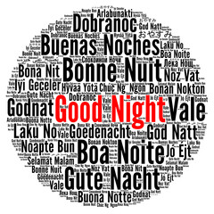 Good night word cloud in different languages