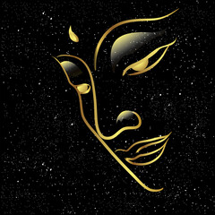 Buddha face in space and galaxy