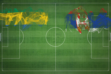 Gabon vs Serbia Soccer Match, national colors, national flags, soccer field, football game, Copy...