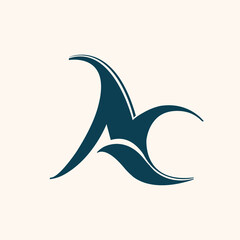 AC monogram logo.Typographic icon with abstract green letter d and letter v. Lettering icon. Alphabet initials isolated on light background.Signature style elegant leaf characters
