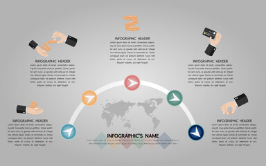 Naklejka premium Five timeline infographic template with icon