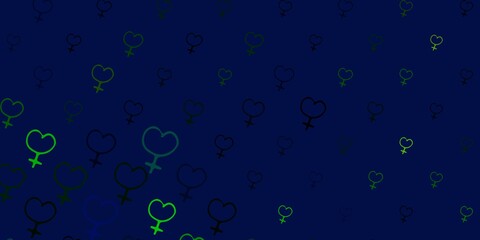 Light Blue, Green vector background with woman symbols.