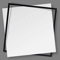 White paper sticker with black frame on transparent background with space for text. Vector illustration.