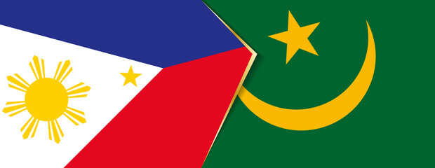 Philippines and Mauritania flags, two vector flags.