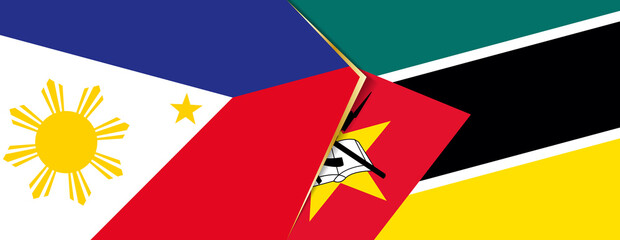 Philippines and Mozambique flags, two vector flags.