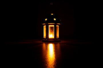 Decorative white lantern on black background. Beautiful White Lantern