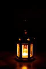 Decorative white lantern on black background. Beautiful White Lantern