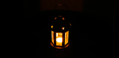 Decorative white lantern on black background. Beautiful White Lantern